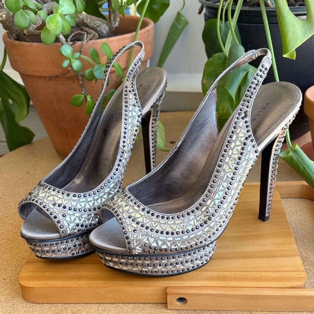 Silver Studded Women's Heels - Picture 2 of 5